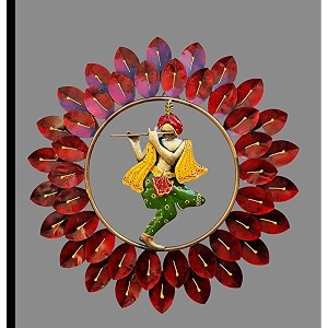 rsn metal metal krishna wall decorhanginghome decor for living room size-22 inch - multicolor