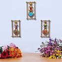 RSN Metal Wall Art for Home Office Living Room Decor Handmade Rajasthani Musician Showpiece for Wall Decoration - Set of 3 Frames - Size-12 x 6.5 Inches Each-A2