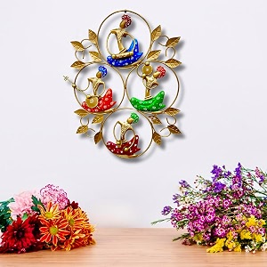 rsn metal wall hanging beautiful 4 dolls musicians for home decoration living room bedroom decor size -24 x 17 inch - multicolor