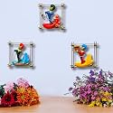 RSN Retro Style Decorative Metal Set of 3 Musician Wall Decor/Wall Hanging Showpiece/Wall Art Sculpture For Living Room (Size- 8.5 X 8.5 Inch)