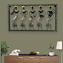 RSN Retro Style Decorative Rustic 5 Musicians Doll Metal Wall Art Frame, Wall Art Hangings for Home Decoration, Wall Sculpture for Living Room, Decorative Items for Home (Size: 31X17 IN) Black