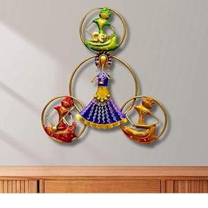 rsn retro style decorative vintage 5 musician doll metal wall art frame wall hangings for home decoration wall sculpture for living room bedroom size 40x15in