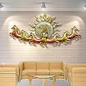 RSN Retro Style Metal Handpainted Rustic Iron Wall Hanging of 7 Cow Krishna LED Lights Art Sculpture for Home Office Wall Decor/Wall Hanging (46 x 27 Inches)
