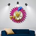 RSN Retro Style Metal Handpainted Rustic Iron Wall Hanging of Krishna in Pink Flower Art Sculpture for Home Office Wall Decor/Wall Hanging (23 x 23 Inches)