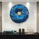 RSN Retro Style Metal Handpainted Rustic Iron Wall Hanging of Blue Flower Art Sculpture for Home Office Wall Decor/Wall Hanging (24 x 24 Inches)