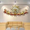 RSN Retro Style Metal Handpainted Rustic Iron Wall Hanging of 7 Horse Art Sculpture for Home Office Wall Decor/Wall Hanging (56 x 28 Inches)