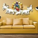 RSN Retro Style Metal Handpainted Rustic Iron Wall Hanging of 7 Cow Krishna Art Sculpture for Home Office Wall Decor/Wall Hanging (55 inches)