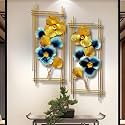 RSN Wall Art Flower Metal Frame, Wall Sculpture for Living Room, Bedroom, Office Wall Hanging for Home Office Decorative (Size 41x17 Inch)-A2