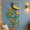 RSN Wall Art Peacock Metal Frame with LED, Wall Sculpture for Living Room, Bedroom, Office Decoration Wall Hanging for Home Decorative (Size 40x20 Inch)-A2