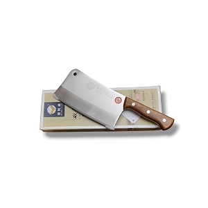 stainless steel meat cleaver heavy duty chinese chef chopper kitchen knife non-slip ergonomic design wenge wood handle for chopping bones frozen meat 1kg weight