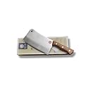 Stainless Steel Meat Cleaver Heavy Duty Chinese Chef Chopper Kitchen Knife, Non-Slip Ergonomic Design Wenge Wood Handle for Chopping Bones Frozen Meat 1kg Weight