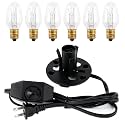 RTNLTI Salt Lamp Cord Replacement with 6-Pack E12 Bulbs