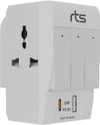 RTS 1 type c 1 usb White 3 pin indivisual 3 Pin Multi Plug Socket-Worldwide Universal Travel Adapter with USB Po Type-C PD Three Pin Plug (White)