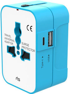 rts universal travel adapter with type c 3 in 1 adapter plug travel accessories 1 type cusb blue travel adapter power plug blue