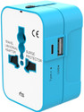 RTS Universal Travel Adapter with Type C, 3 in 1 Adapter Plug, Travel Accessories 1 Type C/USB Blue Travel Adapter Power Plug (Blue)