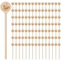 Rtteri 200 Pcs Wooden Coffee Stirrers, 6 Inch Round End Drink Mixer Sticks