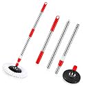 Rtteri Spin Mop Replacement Handle, 360 Rotating Telescopic Pole, Red