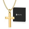 RTZN® Cross Pendant for Men – 18K Gold/Silver Small Cross Necklace for Men – NON-TARNISH &amp; 100% Waterproof Mens Silver Necklace with 2mm Curb Chain Length 18/20/22/24" Inches