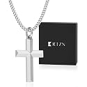 RTZN® Cross Pendant for Men – 18K Gold/Silver Small Cross Necklace for Men – NON-TARNISH &amp; 100% Waterproof Mens Silver Necklace with 2mm Curb Chain Length 18/20/22/24" Inches