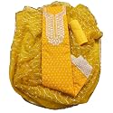 Rubani Women's Heavy Chanderi Cotton Embroidery Work Unstitched Salwar Suit Dress Material With Organza Work Dupatta(Free Size)