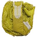Rubani Women's Heavy Chanderi Cotton Embroidery Work Unstitched Salwar Suit Dress Material With Organza Work Dupatta(Free Size)