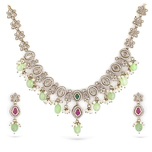 Rubans AD Zircon Designer Drop Necklace Set