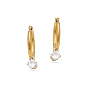 rubans demifine gold plated ad zircon hoops huggies earrings for women