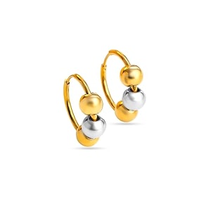 rubans demifine gold plated two tone hoops huggies earrings for women