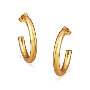 rubans gold plated stainless steel tarnish-free waterproof demi-fine curved hoop earrings