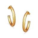 Rubans Gold Plated Stainless Steel Tarnish-Free Waterproof Demi-Fine Curved Hoop Earrings
