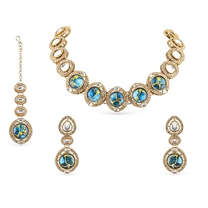 Rubans Gold Plated Kundan Traditional Statement Necklace