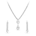 Rubans White Zircon Studded Necklace Set Earrings