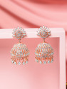 RUBANS Rubans 18K Rose Gold-Plated White Cubic Zirconia Studded Jhumka Earrings Cubic Zirconia Brass Jhumki Earring