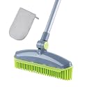 180°Rotating Head Rubber Broom with Squeegee for Pet Hair Removal - 51" Iron Handle Fur Remover Rake Brush for Carpet, Hardwood & Tile Floors, Includes Pet Hair Removal Gloves (Green)
