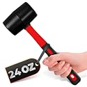 Rubber Mallet Hammer 24 Oz, Soft Face Non-Marring Head (Red)