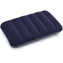 Rubberized Cotton Small Squared Travel Flocked Fabric Air Pillow, Compact, Comfortable and Inflatable, Used for Neck & Lumbar Support, Camping and Hiking, Blue Color, (Pack of 1)