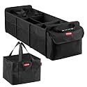 Rubbermaid Car Organizer, Collapsible Trunk Organizer with Removable Leakproof Cooler Bag without Lid, Multi-Compartment Car Storage Organization for Car Accessories, 5 Compartments Without Cover,