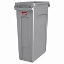 Rubbermaid Commercial Products Slim Jim Plastic Rectangular Trash/Garbage Can with Venting Channels, 23 Gallon, Gray
