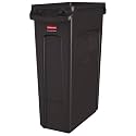 Rubbermaid Commercial Products Slim Jim Plastic Rectangular Trash/Garbage Can/Bin with Venting Channels, 23 GAL, Brown, for Kitchens/Classrooms/Offices/Back of House