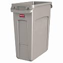 Rubbermaid Commercial Products SLIM JIM Plastic Rectangular Trash/Garbage Can/Bin with Venting Channels 16 GALBeige for Kitchens/Classrooms/Offices/Back of House