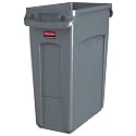 Rubbermaid Commercial Products SLIM JIM Plastic Rectangular Trash/Garbage Can/Bin with Venting Channels, 16 GAL, Gray, for Kitchens/Classrooms/Offices/Back of House