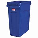 Rubbermaid Commercial Products Slim Jim Trash/Garbage Can with Venting Channels 16-Gallon Blue for Kitchen/Office/Workspace