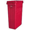 Rubbermaid Commercial Products Slim Jim Trash/Garbage Can with Venting Channels, 23-Gallon, Red, for Kitchen/Office/Workspace