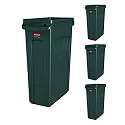 Rubbermaid Commercial Products Slim Jim Trash/Garbage Can with Venting Channels, 23-Gallon, Green, for Kitchen/Office/Workspace, Pack of 4