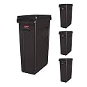 Rubbermaid Commercial Products Slim Jim Trash/Garbage Can with Venting Channels, 23-Gallon, Brown, for Kitchen/Office/Workspace, Pack of 4