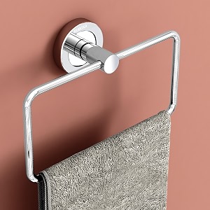ruboxa stainless steel towel holder for bathroomnapkin ring for wash basintowel hangerstandbathroom accessories - pack of 1 chrome