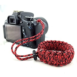 rubric braided king cobra paracord hand grip wrist strap for all dslr camerabinoculars red and black