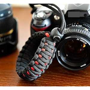 rubric unisex  braided king cobra paracord hand grip wrist strap for all dslr camerabinoculars black and oange