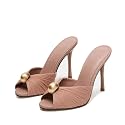 ZJGZF Ruched Kitten Heels for Women 3 Inch Pointed High Heels Sandals Peep Open Toe Slip on Stiletto Pumps Sexy Dressy Mules