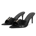 ZJGZF Ruched Kitten Heels for Women 3 Inch Pointed High Heels Sandals Peep Open Toe Slip on Stiletto Pumps Sexy Dressy Mules